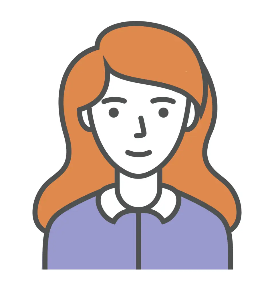 An illustration of a woman with reddish brown hair